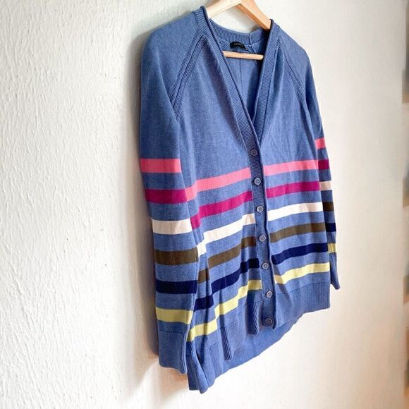 Talbots Girlfriend Cardigan Colorful Stripe Women’s Small Periwinkle Blue - Picture 9 of 11